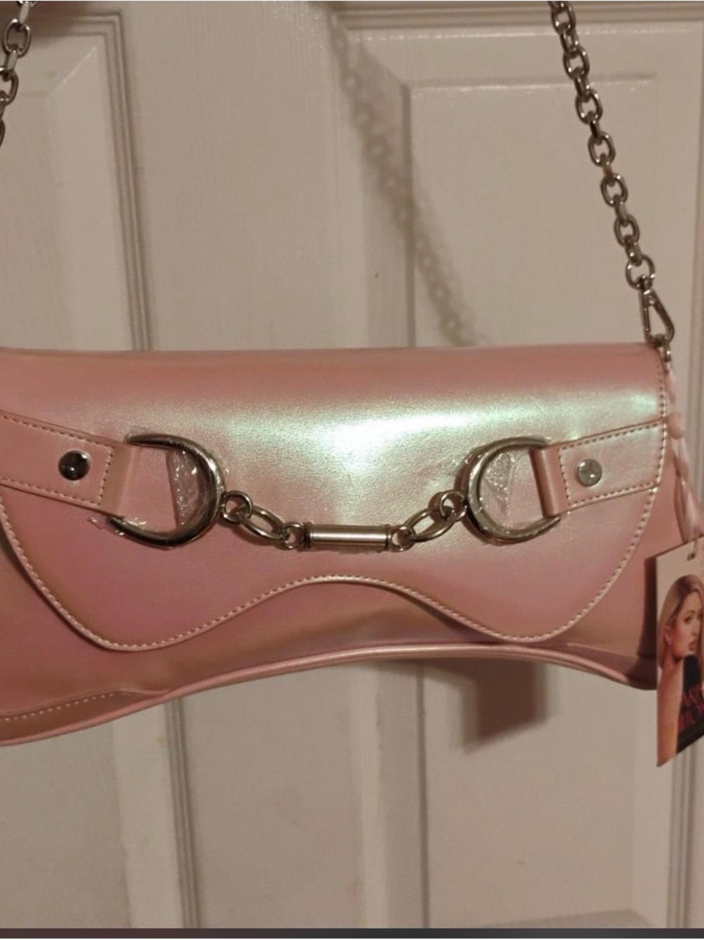 Paris Hilton Pink Iridescent Chain Shoulder Bag